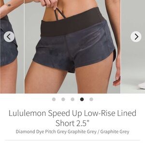 Speed Up Low-Rise Lined
Short 2.5'
Diamond Dye Pitch Grey Graphite Grey